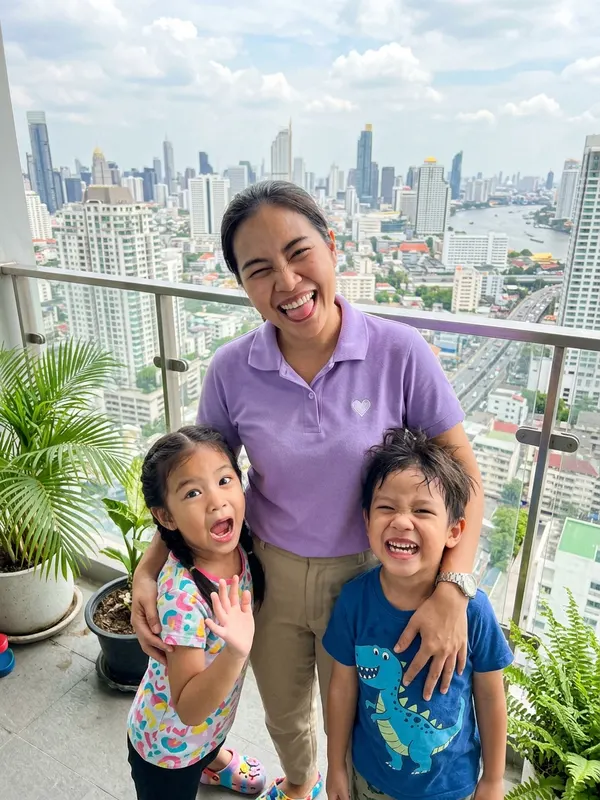 Trial day, all smiles · Asoke